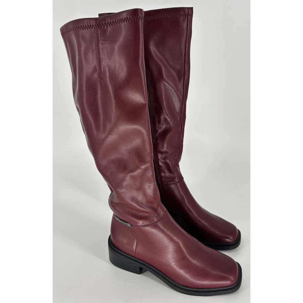 Franco Sarto Geralyna Tall Boots Bordo Red Women Size 5.5 Square Toe Zip Up